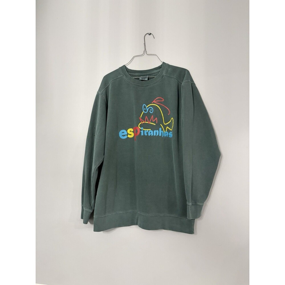 Vintage Espiranhas Crewneck Sweatshirt Green Graphic Pullover Made In USA Size M